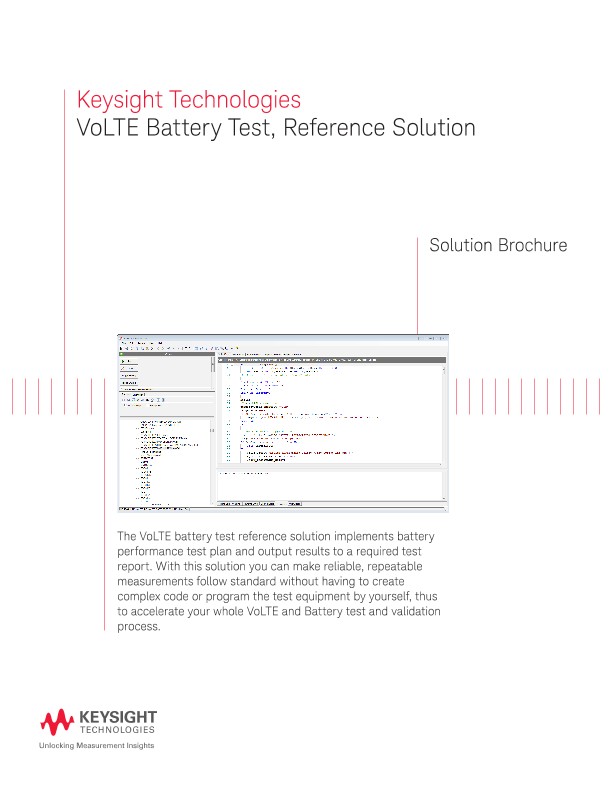 VoLTE Battery Test, Reference Solution PDF Asset Page Keysight